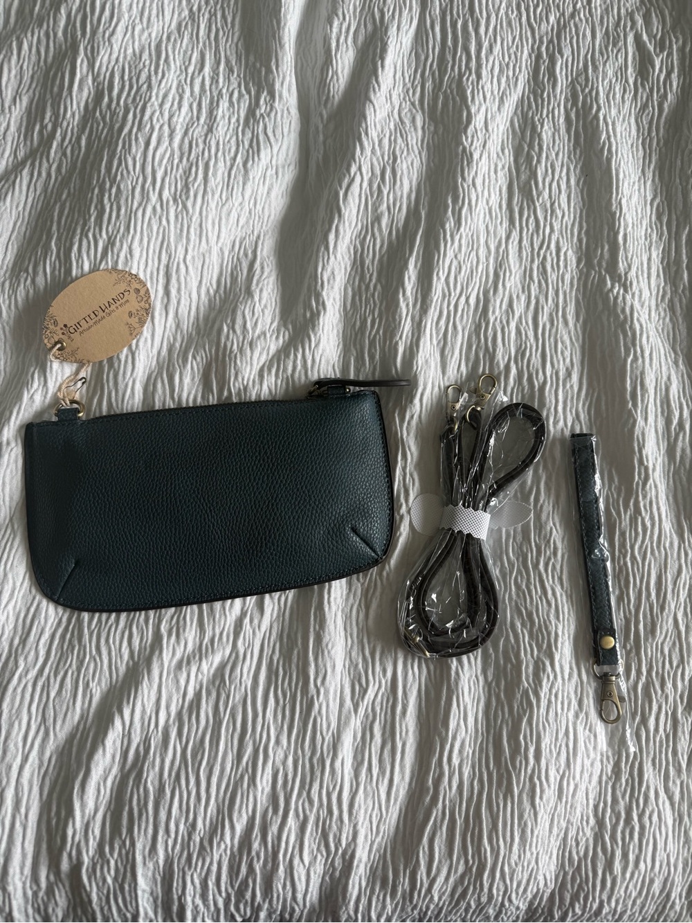 Women's Soft Blue Wristlet Crossbody Pouch